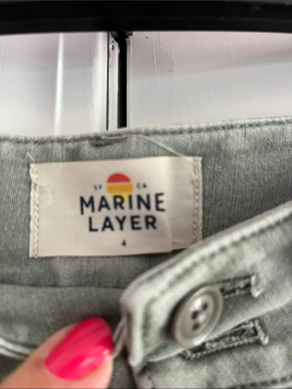 Marine Layer Sage Green Cotton Trousers